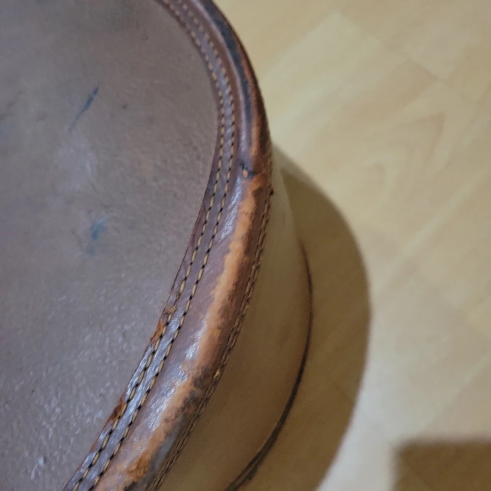Unique Vintage luggage For a Havana hat...? leather w/ original travel stickers